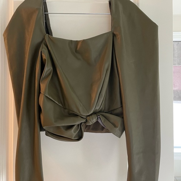 Anthropologie Hutch Square Neck Faux Leather long sleeve top - Picture 5 of 5